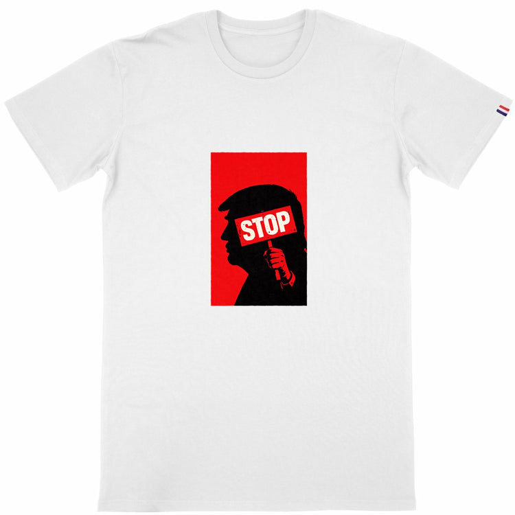 T-shirt Homme Made in France 100% Coton Bio Stop Trump (2) - face_blanc