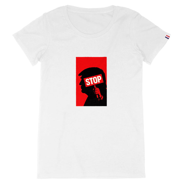 T-shirt Femme 100% Made in France Stop Trump (2) - face_blanc