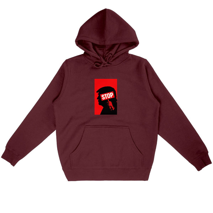 Sweat à capuche Unisexe 85% Coton Bio Stop Trump (2) - face_bordeaux