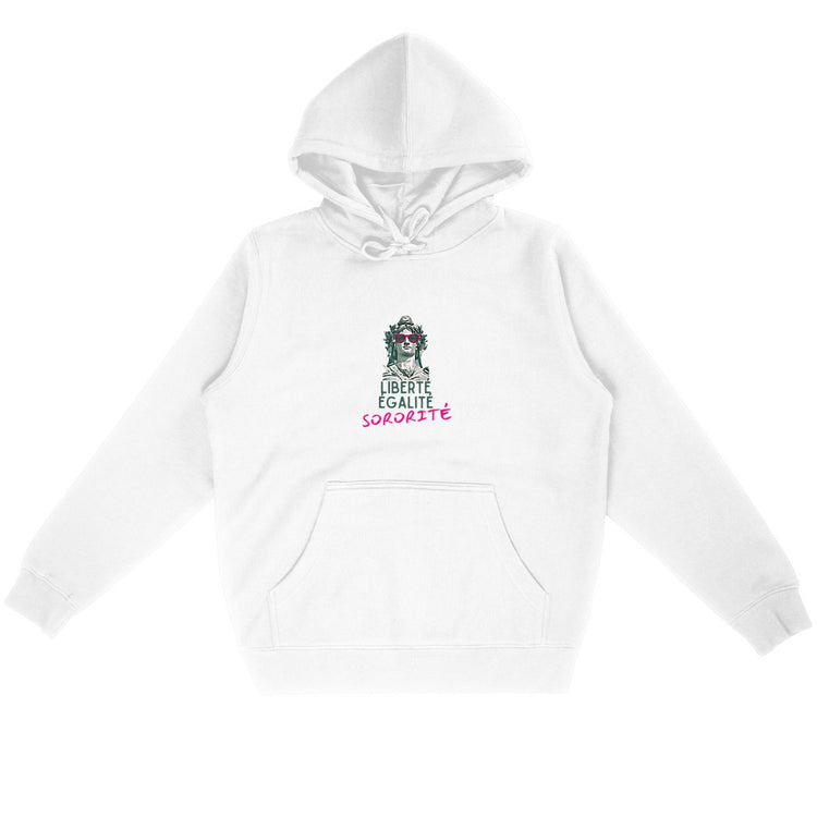 Sweat à capuche Unisexe 85% Coton Bio Liberté Égalité Sororité