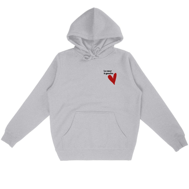 Sweat à capuche Unisexe 85% Coton Bio Le cœur à gauche
