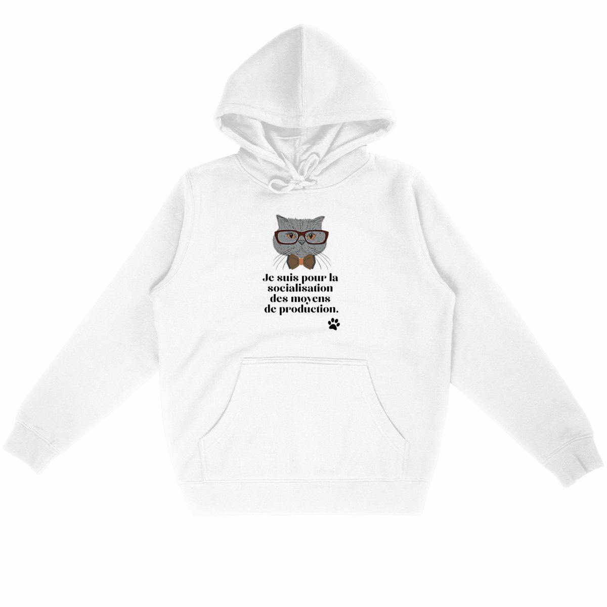 Sweat à capuche Unisexe 85% Coton Bio Gauche caviar - face_blanc