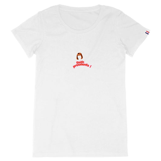 T-shirt Femme Made in France 100% Coton Bio La retraite c'est 60 ans - face_blanc
