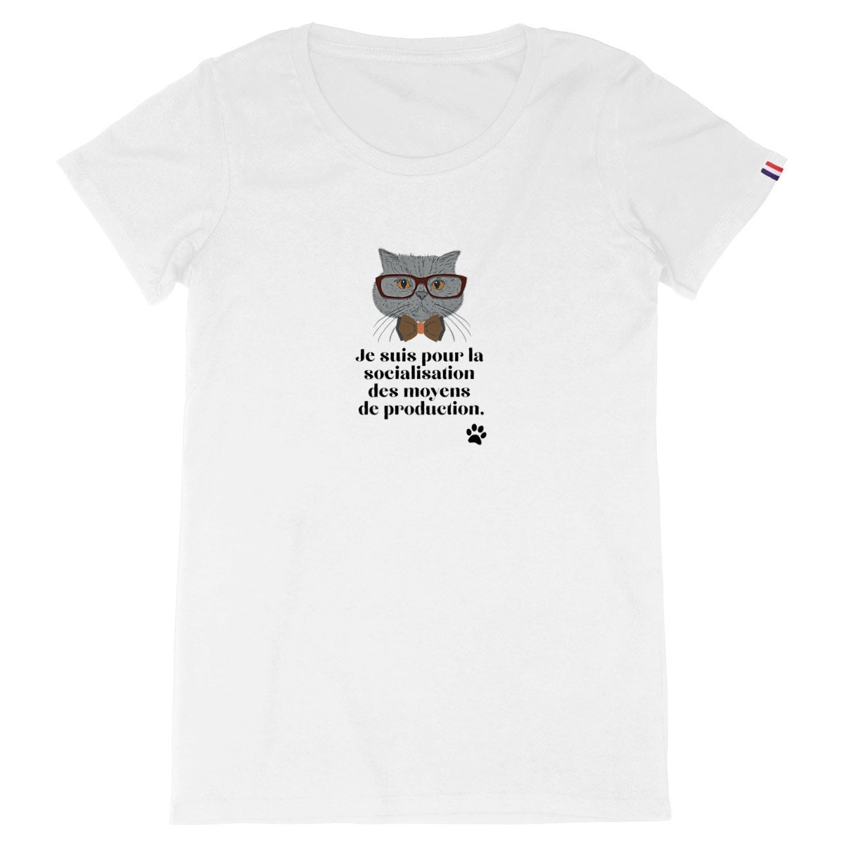 T-shirt Femme Made in France 100% Coton Bio Gauche caviar - face_blanc