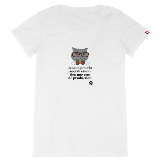 T-shirt Femme Made in France 100% Coton Bio Gauche caviar - face_blanc