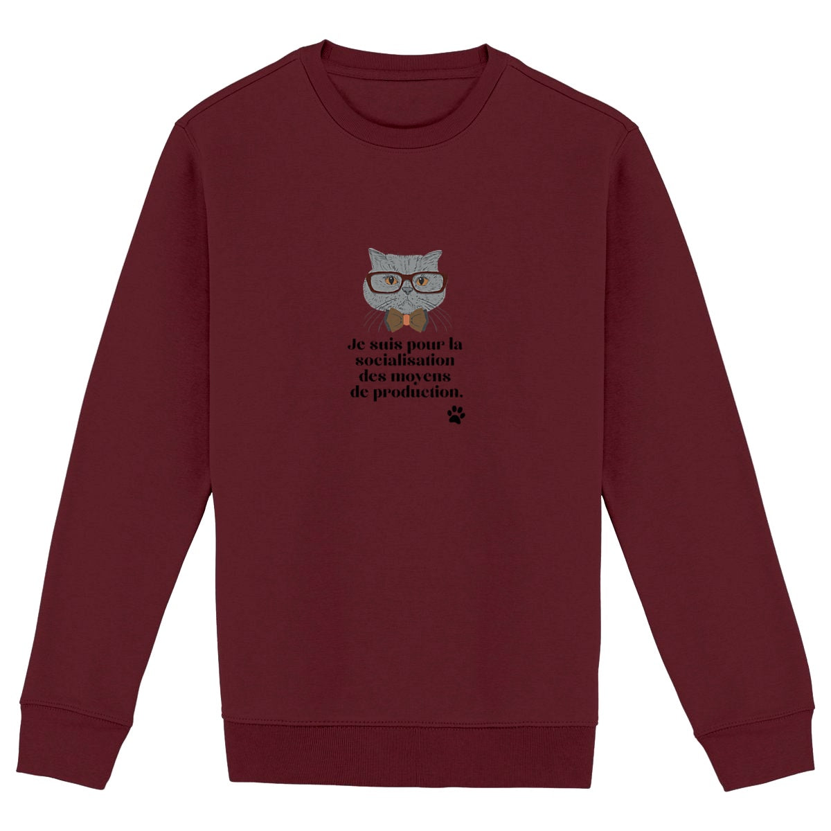 Sweat Unisexe 85% Coton Bio Gauche caviar - face_bordeaux