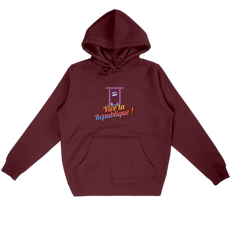 Sweat à capuche Unisexe 85 % Coton Bio Vive la République ! - face_bordeaux
