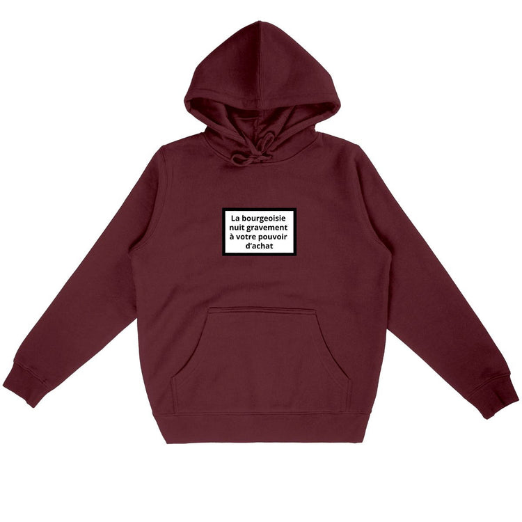 Sweat à capuche 85% Coton Bio Révolution - face_bordeaux