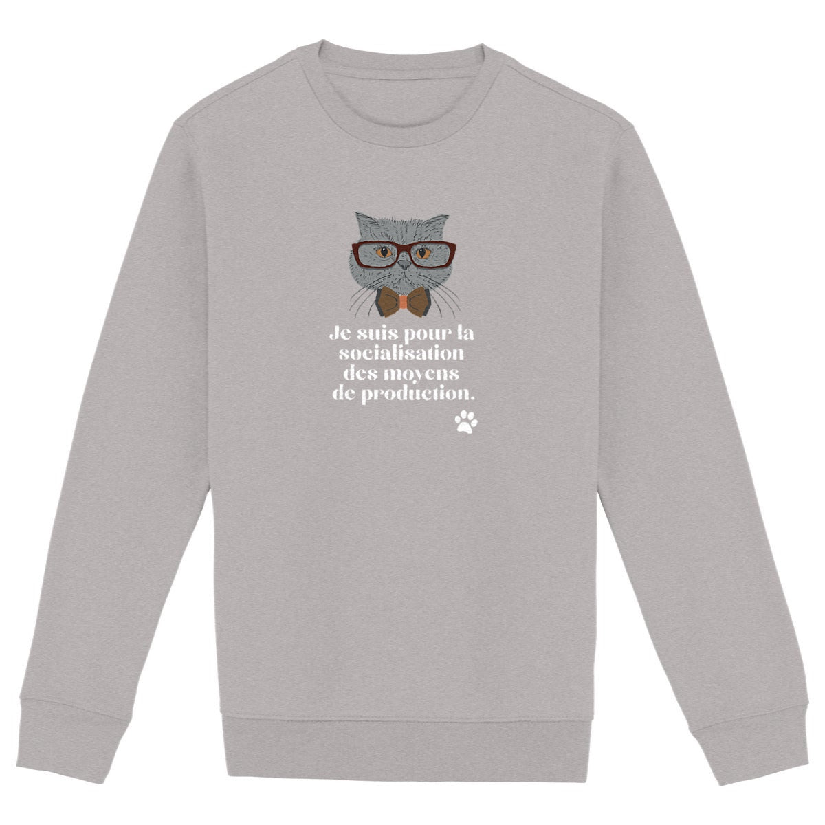 Sweat Unisexe 85% Coton Bio Gauche caviar (B) - face_gris