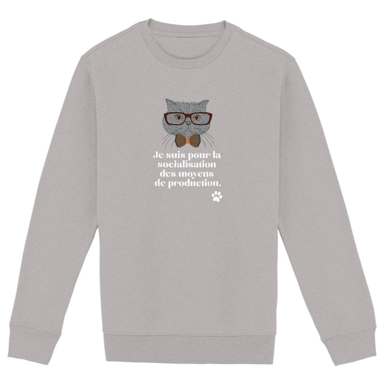 Sweat Unisexe 85% Coton Bio Gauche caviar (B) - face_gris