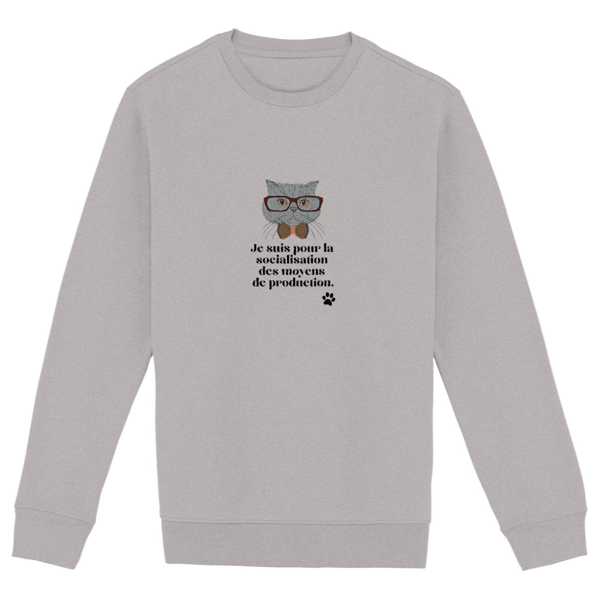 Sweat Unisexe 85% Coton Bio Gauche caviar - face_gris