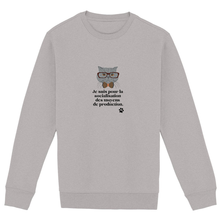 Sweat Unisexe 85% Coton Bio Gauche caviar - face_gris