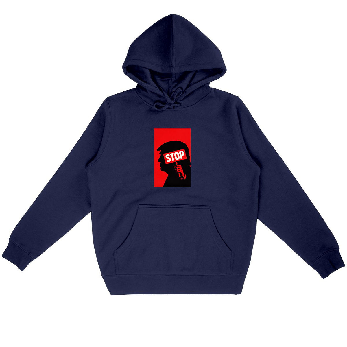 Sweat à capuche Unisexe 85% Coton Bio Stop Trump (2) - face_marine